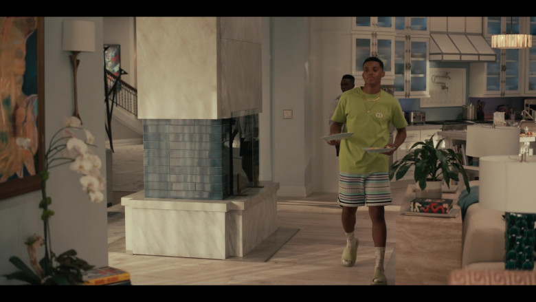 Dior CD Icon Green T-Shirt Worn by Jabari Banks as Will Smith in Bel-Air S02E04 Don't Kill My Vibe (1)
