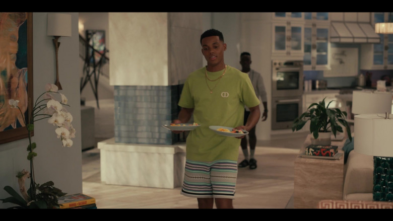 Dior CD Icon Green T-Shirt Worn by Jabari Banks as Will Smith in Bel-Air S02E04 Don't Kill My Vibe (2)