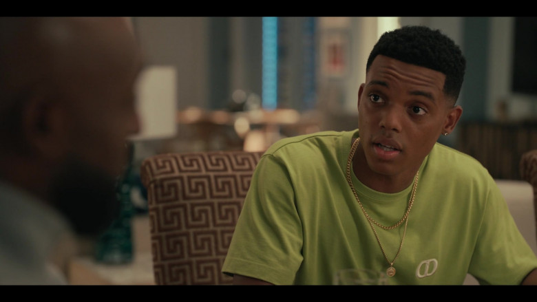 Dior CD Icon Green T-Shirt Worn by Jabari Banks as Will Smith in Bel-Air S02E04 Don't Kill My Vibe (3)