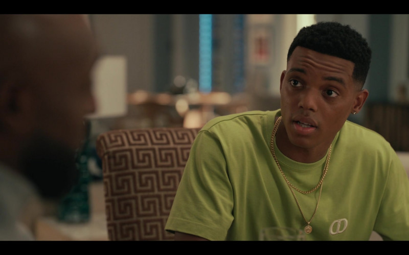 Dior CD Icon Green T-Shirt Worn by Jabari Banks as Will Smith in Bel-Air S02E04 Don't Kill My Vibe (3)
