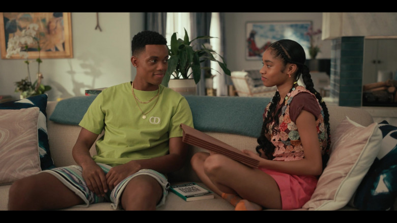 Dior CD Icon Green T-Shirt Worn by Jabari Banks as Will Smith in Bel-Air S02E04 Don't Kill My Vibe (4)