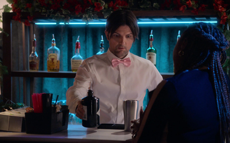 Fireball Cinnamon Whisky, Maker’s Mark, Jameson and Hendrick’s Gin Bottle Held by Adam Scott as Henry Pollard in Party Down S03E05 Once Upon a Time ‘Proms Away’ Prom-otional Event (2023)