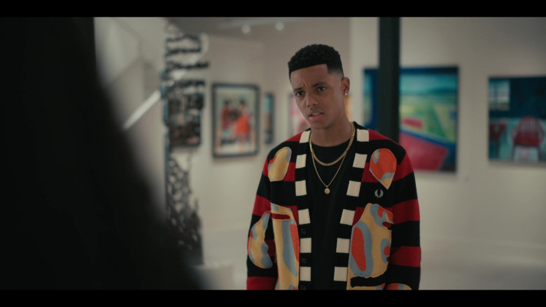 Fred Perry Cardigan Worn by Jabari Banks in Bel-Air S02E05 Excellence Is Everywhere (2023)