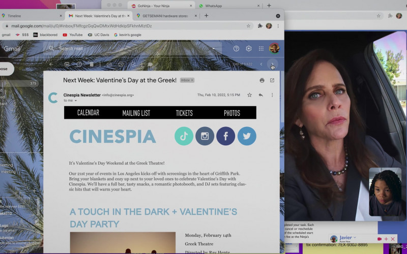 Google Gmail and Cinespia in Missing (2023)