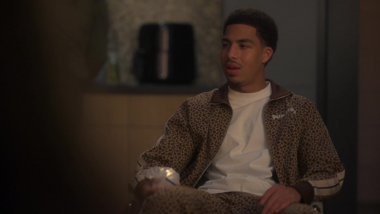 Palm Angels Leopard Tracksuit Worn by Marcus Scribner as Andre ‘Junior' Johnson in Grown-ish S05E18 Cash In Cash Out (3)