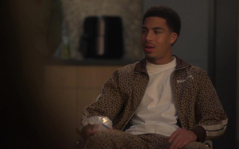 Palm Angels Leopard Tracksuit Worn by Marcus Scribner as Andre ‘Junior' Johnson in Grown-ish S05E18 Cash In Cash Out (3)