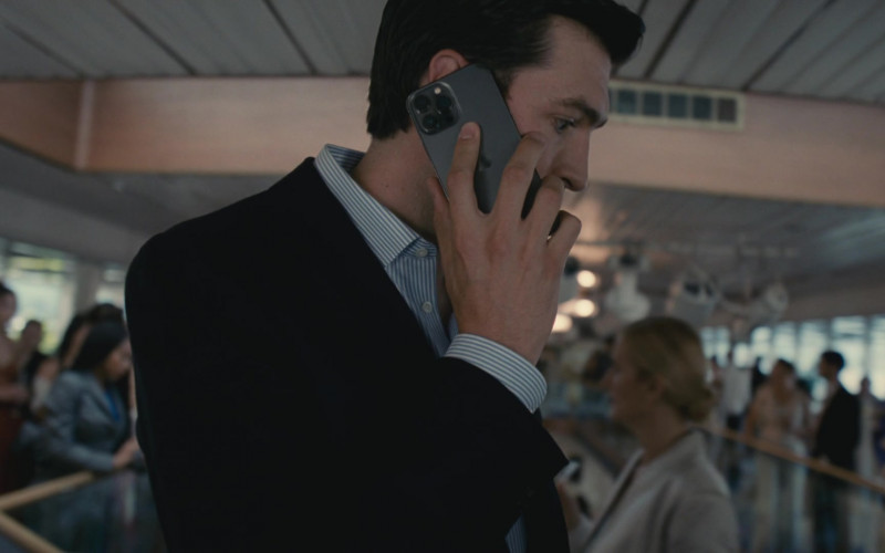 Apple iPhone Smartphone of Nicholas Braun as Greg Hirsch in Succession S04E03 Connor's Wedding (2023)
