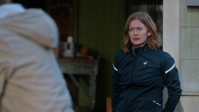 Asics Women's Track Jacket Worn by Mireille Enos as Lily Devereaux in Lucky Hank S01E06 The Arrival (2)