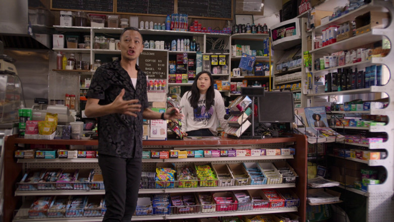 Dell Monitor, Kind Healthy Snacks, Think! Protein Bars, Clif Bars, Swedish Fish, Sour Patch Kids, Almond Joy, Snickers, Twizzlers, 3 Musketeers, M&M's in Awkwafina Is Nora From Queens S03E01 "Nightmares" (2023) - 365672