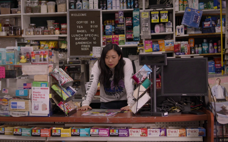 Advil, Bayer, Blistex, Q-tips, Gillette, Pepto Bismol, Bengay, Listerine, WD-40, Ice Breakers, Dell Monitor, Kind, Think! in Awkwafina Is Nora From Queens S03E01 "Nightmares" (2023)
