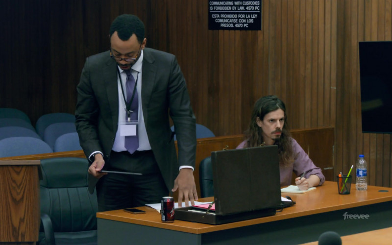 Mountain Dew Soda Can and Aquafina Water in Jury Duty S01E02 Opening Arguments (2023)