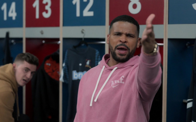 Nike Men’s Pink Hoodie and Sweatpants Tracksuit in Ted Lasso S03E04 Big Week (1)