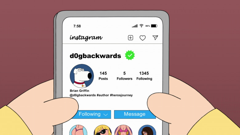 Instagram Social Network in Family Guy S21E19 "From Russia With Love" (2023) - 366344