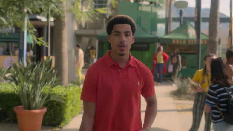 Ralph Lauren Red Polo Shirt Worn by Marcus Scribner as Andre Johnson, Jr. in Grown-ish S06E01 "Shoot My Shot" (2023) - 381856