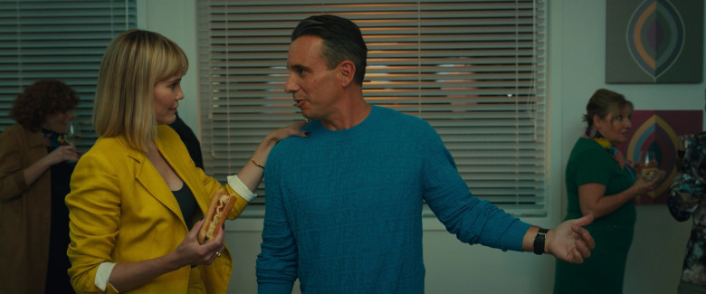 Fendi Blue Sweater Worn by Sebastian Maniscalco in About My Father (2023) - 379334
