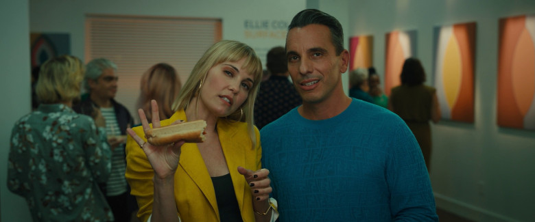 Fendi Blue Sweater Worn by Sebastian Maniscalco in About My Father (2023) - 379335