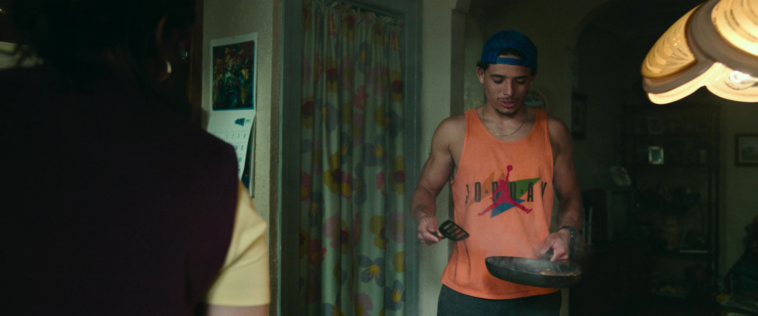Nike Air Jordan Orange Tank Top Worn By Anthony Ramos As Noah Diaz In Transformers Rise Of The