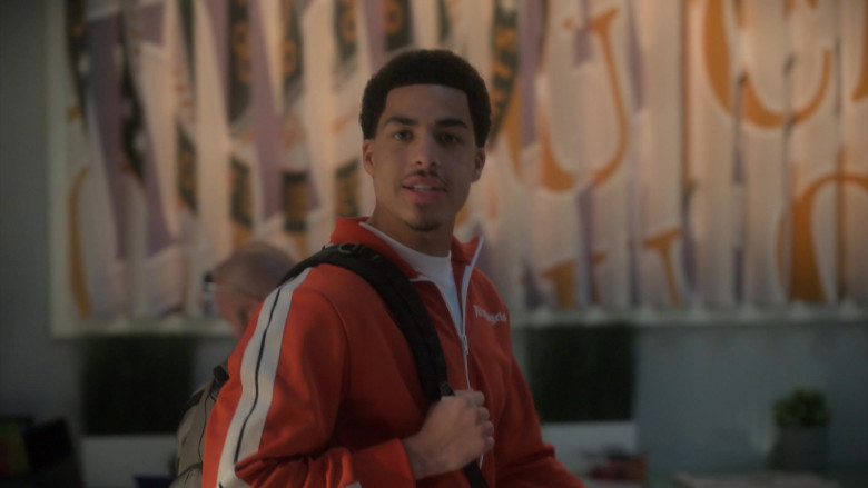 Palm Angels Orange Jacket and Pants Tracksuit Worn by Marcus Scribner as Andre Johnson, Jr. in Grown-ish S06E08 "Family Feud" (2023) - 391290