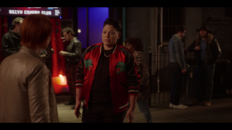 GUCCI Reversible Acetate Bomber Jacket Worn by Sara Ramirez as Che Diaz in And Just Like That... S02E10 "The Last Supper Part One: Appetizer" (2023) - 391122
