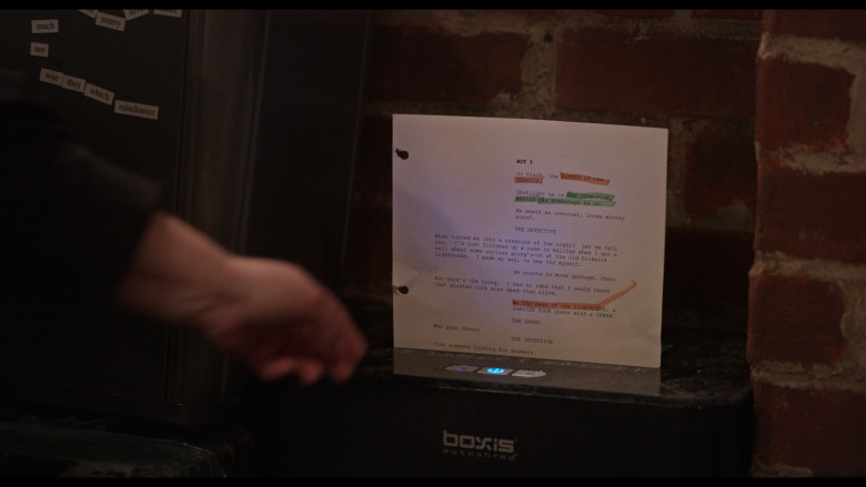 Boxis AutoShred 90-Sheet Auto Feed Microcut Paper Shredder in Only Murders in the Building S03E10 "Opening Night" (2023) - 409914