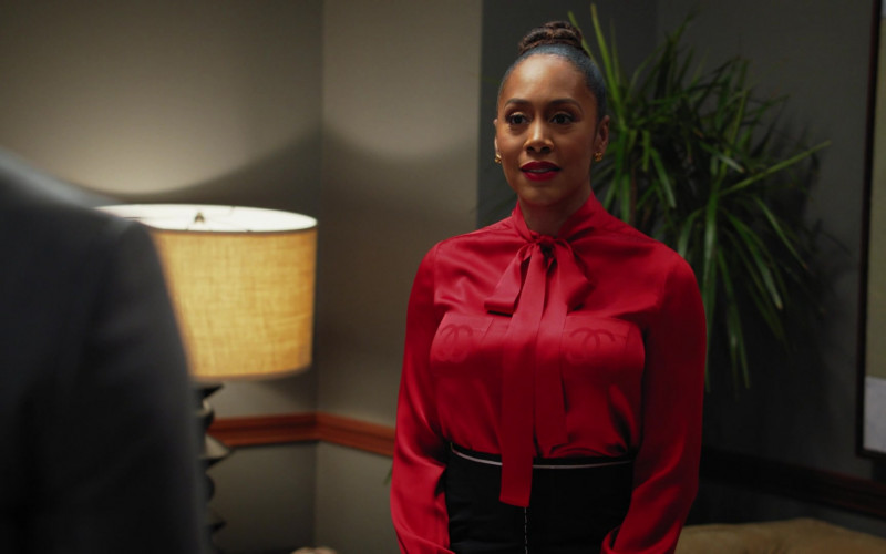 Chanel Red Blouse Worn by Simone Missick as Lola Carmichael in All Rise S03E15 "Say Something" (2023)