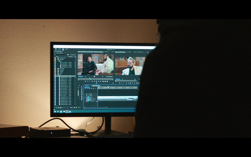 LG Monitor,  Microsoft Windows OS, Adobe Premiere Pro, Chrome Browser in The Curse S01E01 "Land of Enchantment" (2023)