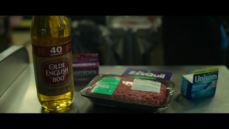 Olde English 800 Beer, Sominex, ZzzQuil and Unisom in The Killer (2023) - 429055