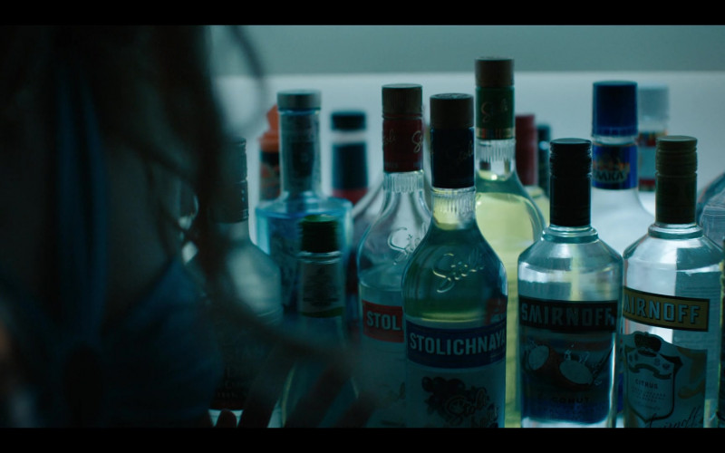 Stolichnaya and Smirnoff Vodka Bottles in Obliterated S01E05 "Shots! Shots! Shots!" (2023)