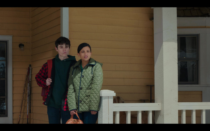 Kate Spade Quilted Green Jacket Worn by Nikki Rodriguez as Jackie Howard in My Life with the Walter Boys S01E08 "Spinning Out" (2023)