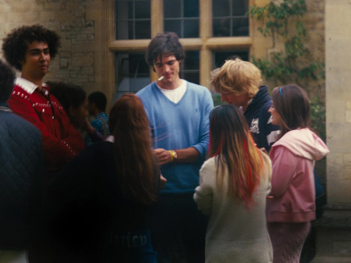 Ralph Lauren Blue V-Neck Sweater Worn By Jacob Elordi As Felix Catton ...