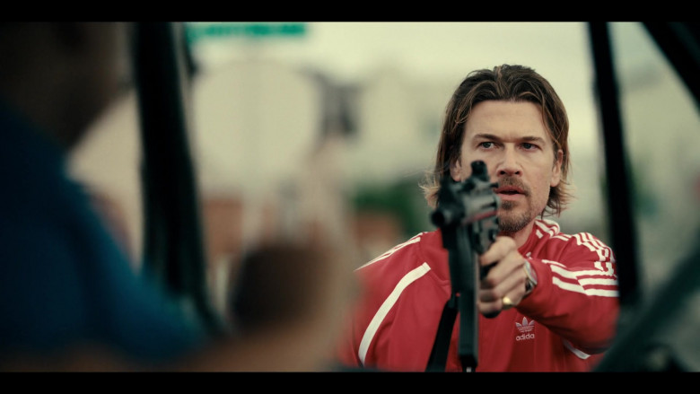 Adidas Red Track Jacket Worn by Nick Zano as Chad McKnight in Obliterated S01E06 "From Vegas with Love" (2023) - 439314