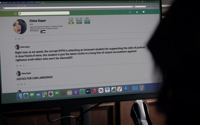 Apple MacOS Operating System in Law & Order S23E01 "Freedom of Expression" (2024)
