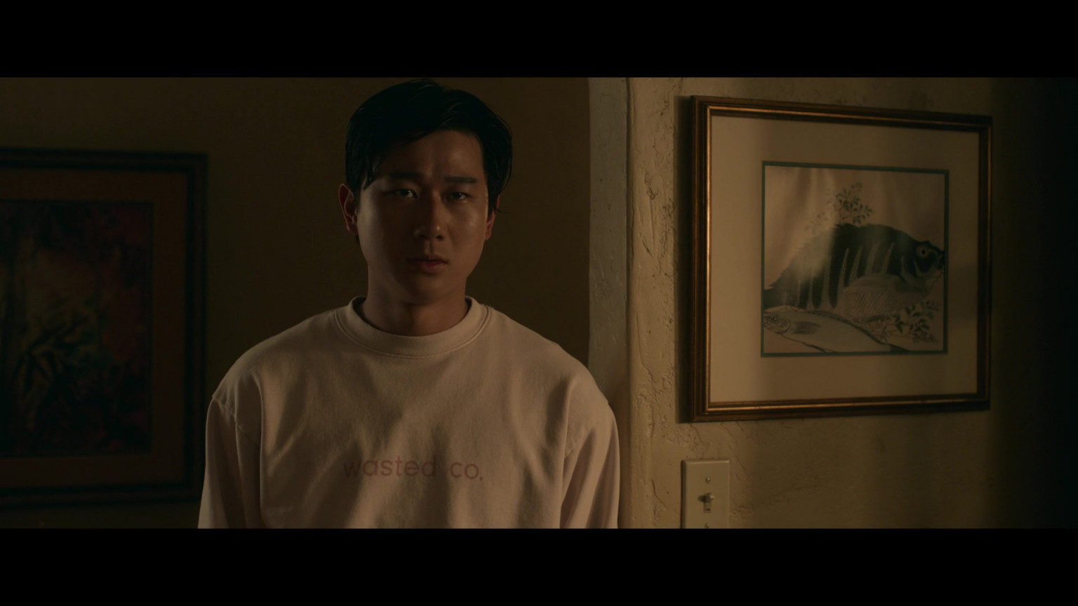 Wasted Co Sweatshirt Worn By Sam Song Li As Bruce Sun In The Brothers   2823 ProductPlacementBlog.com The Brothers Sun 2024 TV Series Season 1 Episode 5 Brand Tracking Timecode H00M47S02 1536x864 